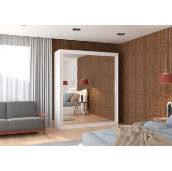 Šatní skříň ADRK Šatní zrcadlová skříň posuvná ETTORE W 180, bílá