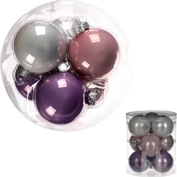 Vánoční dekorace Ozdoby skleněné - pr. 7 cm, mix 3 barev, cena za balení (9 ks)
