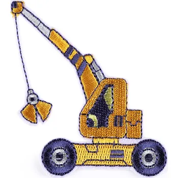 autíčko Nažehlovačka traktor, jeřáb, auto, bagr, hasiči Varianta: 4 oranžovožlutá jeřáb, Balení: 10 ks