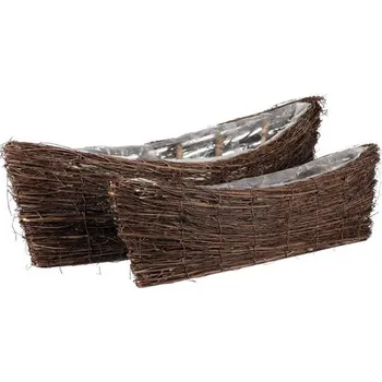 Stojan na květiny Obal na květiny - révové proutí, loďka, hnědý, cena za sadu 2 ks