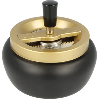 Popelník KRCZ Cigaretový popelník kovový otočný matný, zlatý, 13cm