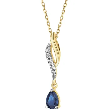 Přívěsek Zlatý přívěsek s diamanty a safírem - ryzost 585 - 189.382