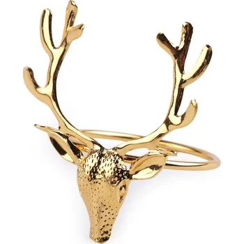 Vánoce Kovový kroužek na ubrousek vánoční jelen Varianta: 2 zlatá, Balení: 1 ks