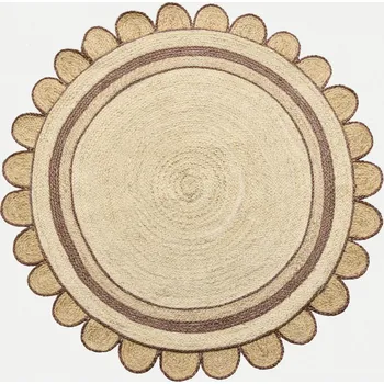 Koberec Ručně vázaný kusový koberec Nora J 30 Natural kruh, 80x80 (průměr) kruh, béžová, chodba / předsíň, Diamond Carpets India - 1 rok na vrácení + DOPRAVA ZDARMA k Vám i zpět