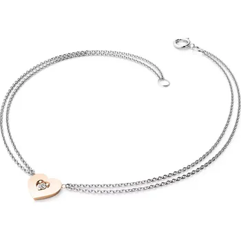 Náramek Dámský náramek bílé zlato 585/1000 přírodní diamant G/SI srdce 10874-NR02-BCV délka 17 cm