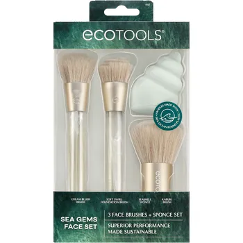 Kosmetický štětec ECOTOOLS Sea Gems sada štětců + houbička ve tvaru ulity
