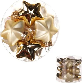 Vánoce Ozdoby skleněné - pr. 4 cm, hvězdy, zlaté, cena za balení (12 ks)