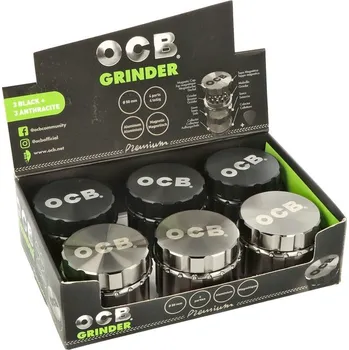 Drtič tabáku kovový OCB black & anthracite, 4.díl., 50mm