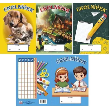Sešit Úkolníček A5 20 listů, mix 4 motivů, balení 4 x 5 ks