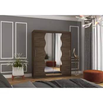 Šatní skříň ADRK Šatní zrcadlová skříň posuvná KANSAS CH 180, choco