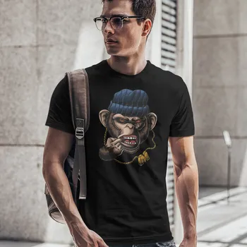 Pánské tričko Monkey gangster - Pánské tričko Barva: 40 - Purpurová, Velikost: L