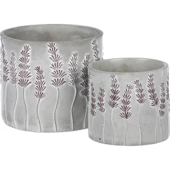 umělá květina Obal betonový - motiv levandule, šedý, cena za sadu 2 ks