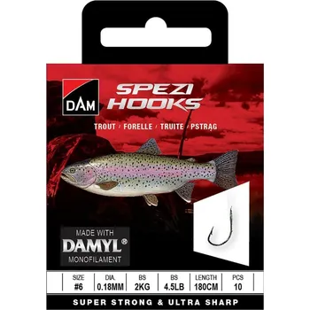 Návnadová surovina 10ks Hotové návazce DAM Spezi Trout 8/0,16mm/1,8kg/180cm