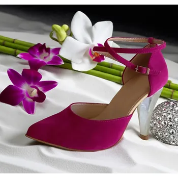 Dámské lodičky Semišové svatební boty - barva fuchsia Velikost obuvi: 42