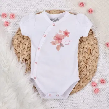 Kojenecký body NINI Zavinovací body krátký rukáv Blossom BÍLÉ - 56