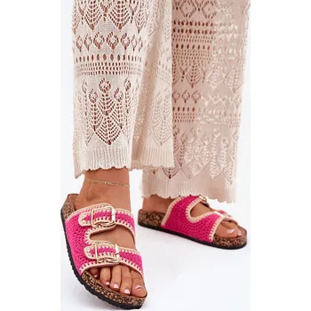 Dámské pantofle Boto Háčkované Dámské Pantofle Se Zlatými Přezkami Fuchsie Fenira Boto krémová | fuchsiová 3341473