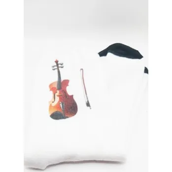 Bílé ponožky s potiskem houslí 36 - 41