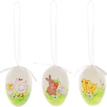 Vánoční dekorace Vajíčka malovaná - plastová, cena za balení (6 ks)