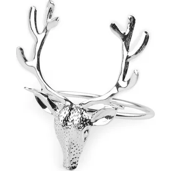 Vánoční dekorace Kovový kroužek na ubrousek vánoční jelen Varianta: 1 stříbrná, Balení: 1 ks