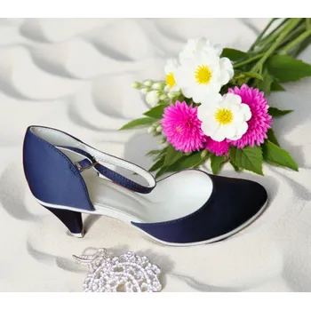 Dámské lodičky Saténové svatební boty - tmavě modré Velikost obuvi: 35