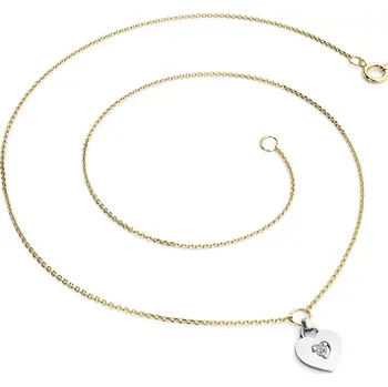 Náhrdelník Dámský náhrdelník zlato mix 585/1000 přírodní diamant G/SI srdce 10874-NH05-ZLB-DIA délka 45 cm