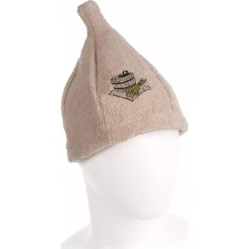 . Klobouk do sauny s výšivkou, lněno-bavlněný, přírodní 26 cm | Ø 76 cm