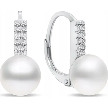 Náušnice Brilio Silver Roztomilé stříbrné náušnice s perlou a zirkony EA94