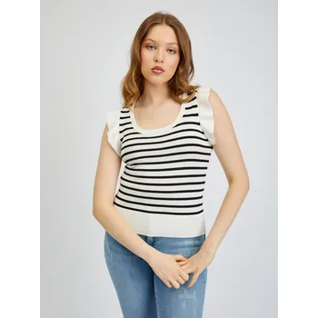 Oblečení a móda Orsay Dámské Černo-bílé dámské pruhované tričko ORSAY Bílá S (2231068)