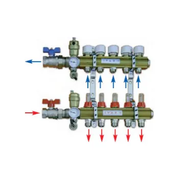 rozdělovač topení Rozdělovač COSMO CS 553 VP 8-cestný 1"xEK bez skříně NI, možnost skříně P3/N3