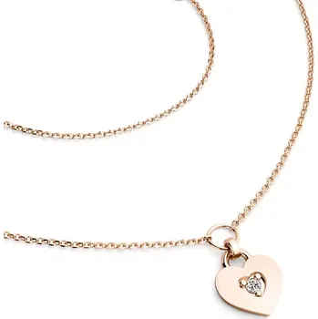 Náhrdelník Dámský náhrdelník růžové zlato 585/1000 přírodní diamant G/SI srdce 10874-NH05-CV-DIA délka 42 cm