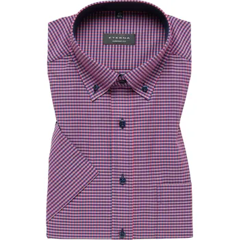 Pánská košile Eterna Comfort Fit Karo Popeline Červená 45