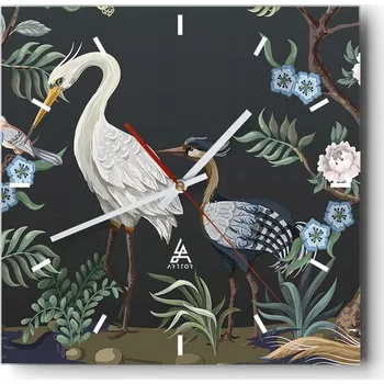 Hodiny Velké nástěnné hodiny 40x40 cm Zvířata Skleněné tiché hodiny