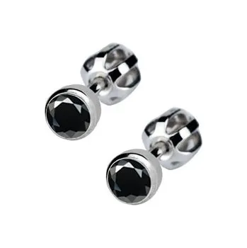 Náušnice Šperky4U Stříbrné náušnice s černými kamínky 4 mm - ZB23067A-K