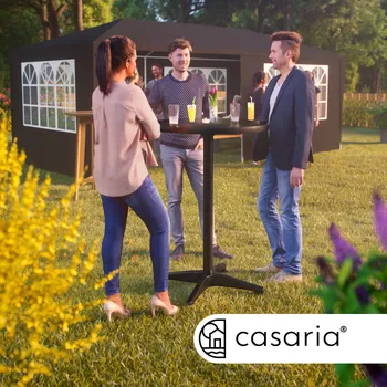 police Casaria® Sada 2 barových stolů z černého hliníku, výškově nastavitelných, 60 cm