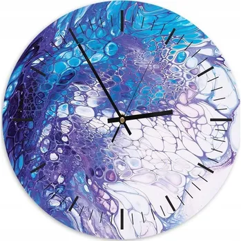 Hodiny Nástěnné hodiny KULATÝ Fotoobraz 80cm Světle Modrá mramor