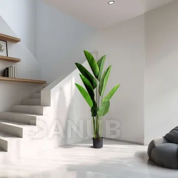 Umělá rostlina dekorace - banánový listový strom - zelený - 1,6m