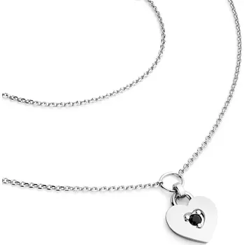 Náhrdelník Dámský náhrdelník bílé zlato 585/1000 přírodní diamant srdce 10874-NH05-B-Black délka 42 cm