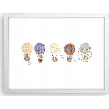 Obraz Obraz plakát v bílém rámu do obýváku 40x30 balóny foto plakáty na zeď