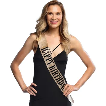 Party dekorace Šerpa Happy Birthday zlatá