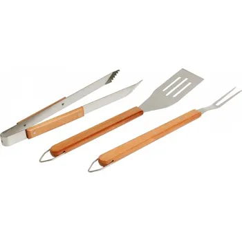 Kuchyňský gril Sada 3 ks nerezového grilovacího náčiní s dřevěnou rukojetí Somagic