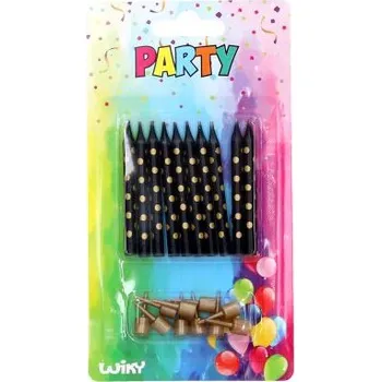 Dortová svíčka Svíčky dortové, stojánky, zlaté tečky