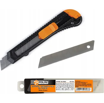 Pracovní nůž Nůž na tapety plastový 18 mm + Odlamovací čepele do nože 18 mm, (balení 10 Ks) Polax