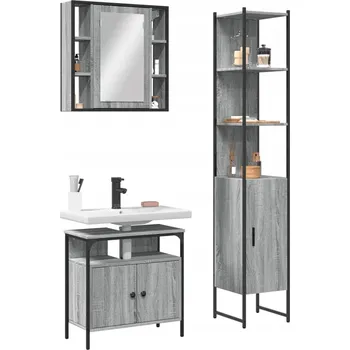 Koupelnový nábytek 3dílná sada koupelnových skříněk, šedý dub sonoma Lumarko!