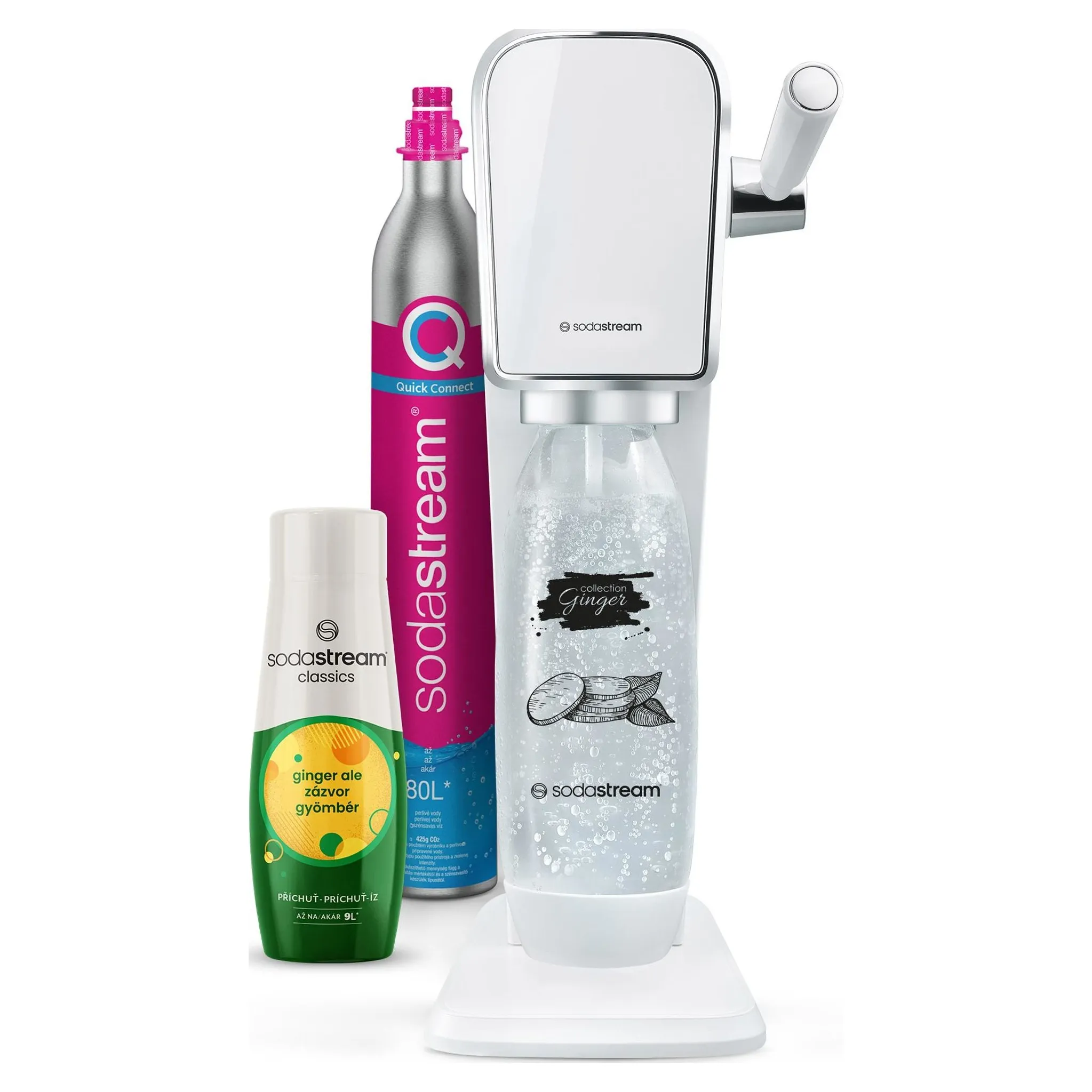 Fotografie 3 - Výrobník sody SodaStream Art bílý Ginger Ale Megapack