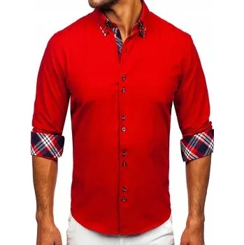 Pánská košile Bolf pánská košile casual s dlouhým rukávem slim střih bavlna velikost L