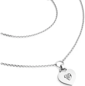 Náhrdelník Dámský náhrdelník bílé zlato 585/1000 přírodní diamant G/SI srdce 10874-NH05-B-DIA délka 45 cm