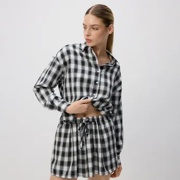 Reserved - Kostkované šortky - černý - 193IH-99X - 193IH-99X-M