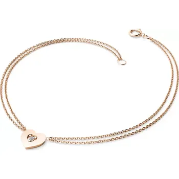 Náramek Dámský náramek růžové zlato 585/1000 přírodní diamant G/SI srdce 10874-NR02-CV délka 19 cm