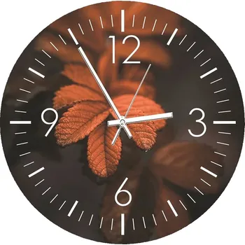 Hodiny Nástěnné hodiny KULATÝ Foto-obraz 80cm Podzim