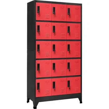 Komoda VidaXL Uzamykatelná skříňka, antracit/červená, 90x40x180 cm, ocel